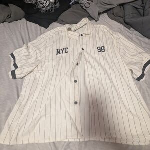 Striped White Button-Up Shirt